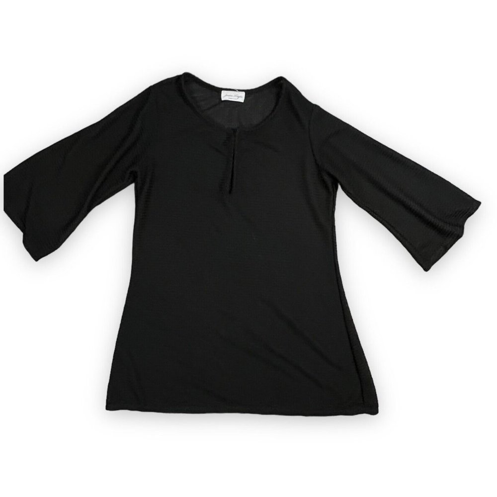 Jordan Taylor Sheer Black Tunic Swim Cover-Up V-Neck Bell Sleeve Size Medium